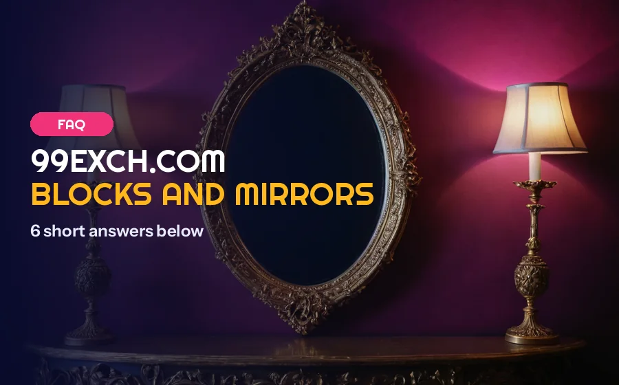 Illustration of the 99exch.com address with its mirror endings, placed above the 99Exch questions on blocks and IDs