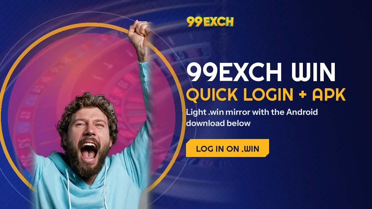Cheering cricket fan on the 99Exch Win banner for the light sign-in mirror and its APK